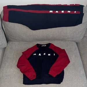 Marni Black and Red Logo sweatshirt and jogger set
